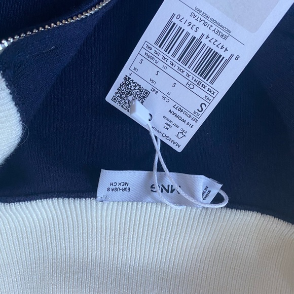 Mango Navy and Cream Turtleneck Sweater - Picture 4 of 4